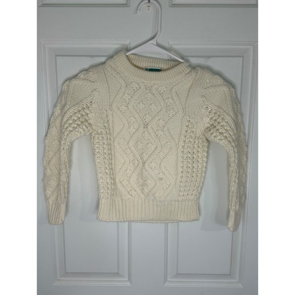 Robinitt Other - Robinitt Kids Vtg Cable Knit Sweater Cream Medium‎ Acrylic Pullover Long Sleeve